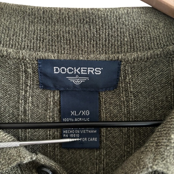 Dockers Olive Knit Polo Sweater Men's Size XL Office Business Casual Pullover - Picture 6 of 14